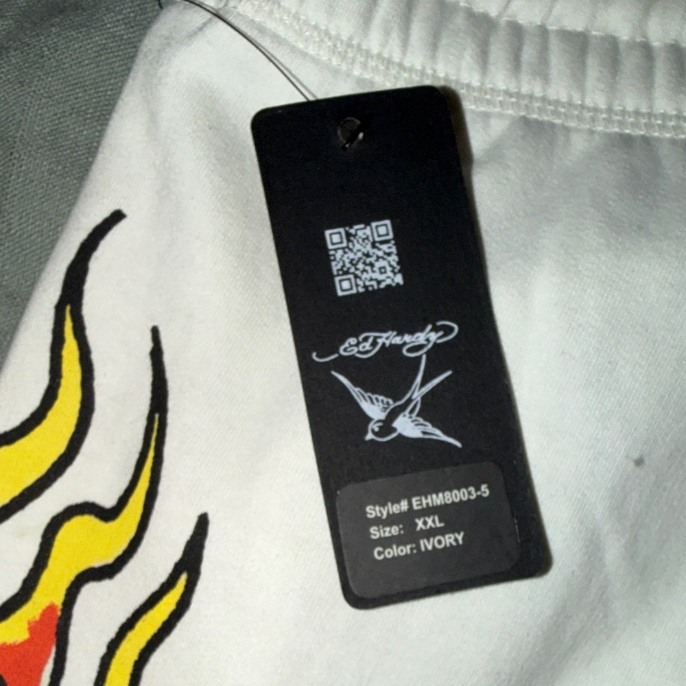 Ed Hardy White Sweatpants with Graphic Design - Picture 2 of 8